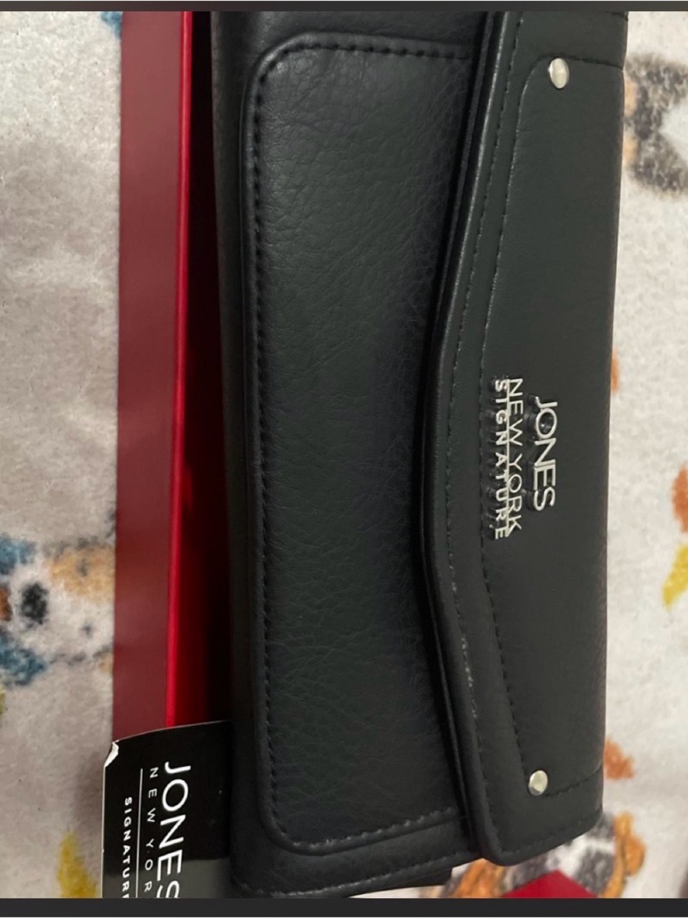 Jones New York Black Leather Card & Key Holder